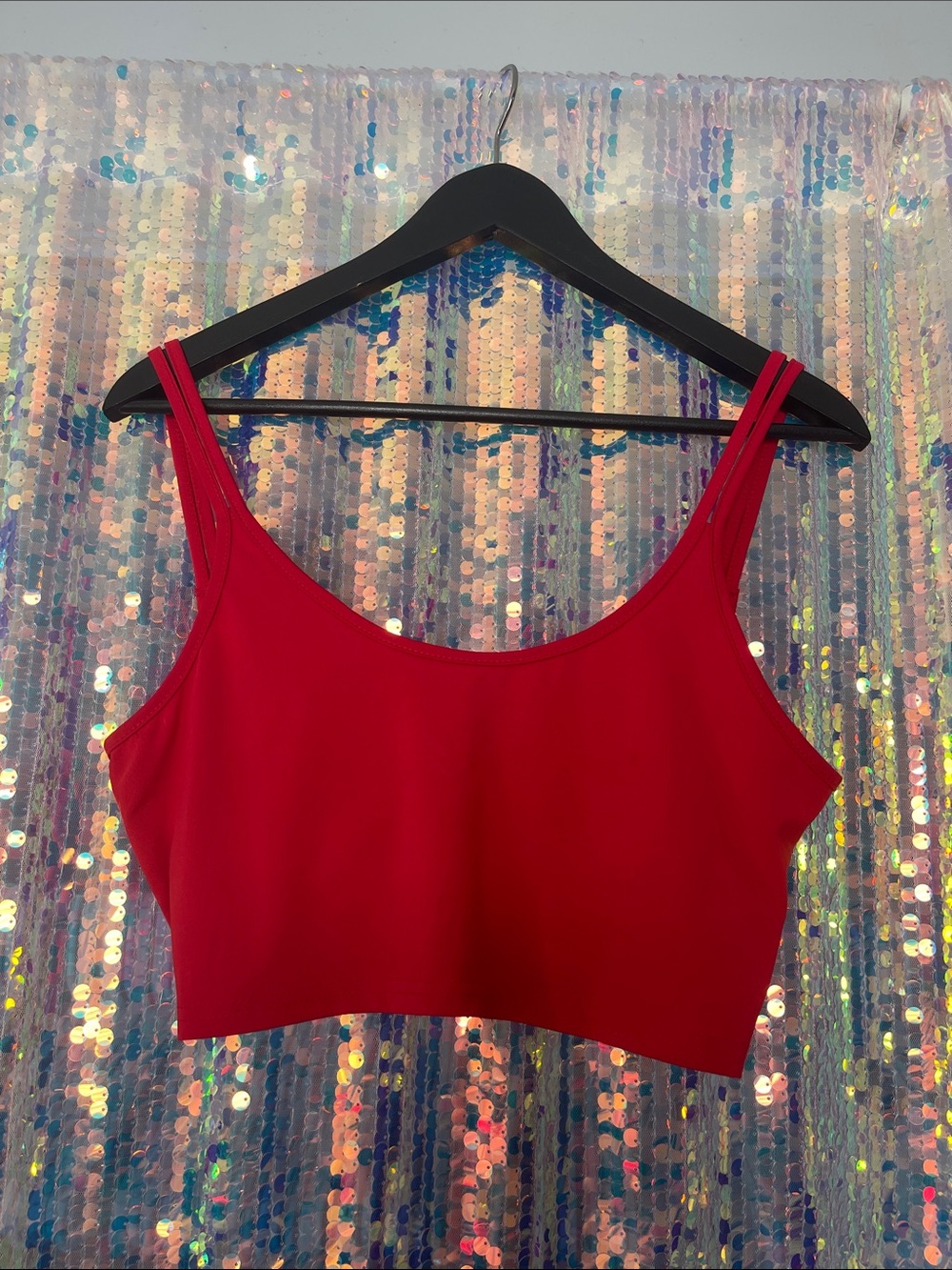 Red Cropped Tank Top - Double Strap